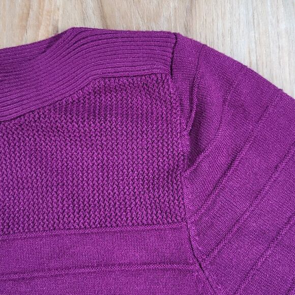 🔺️Apt 9 Purple Textured Boatneck Cuffed Sleeve Sweater Top Medium - Picture 5 of 11